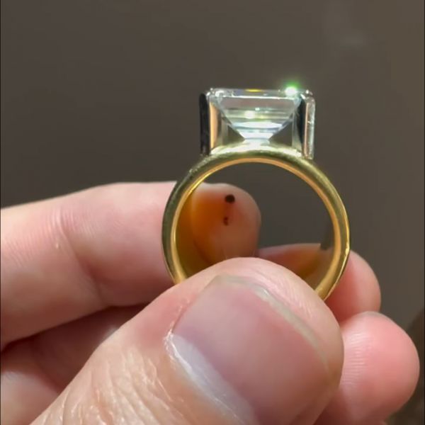 6ct cushion cut Zircon sterling silver plated yellow gold handmade ring