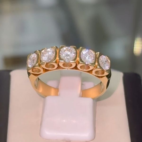 5ct round cut Zircon sterling silver plated yellow gold handmade ring