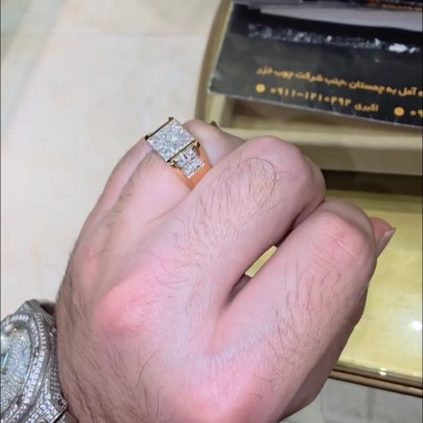 10ctw Princess Cut Zircon Sterling Silver Plated Yellow Gold Handmade Ring