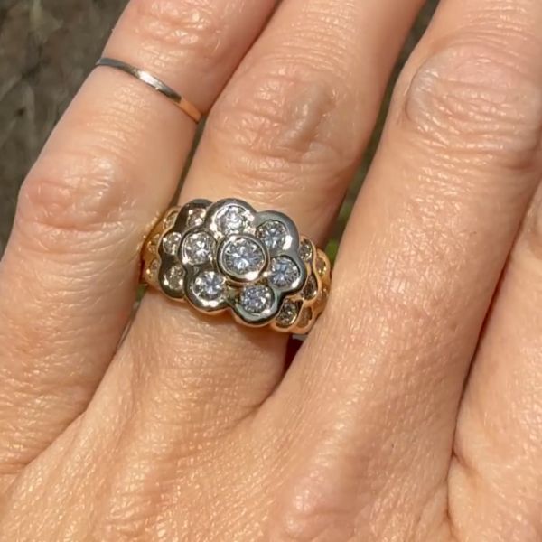 5ct round cut Zircon sterling silver plated yellow gold handmade ring