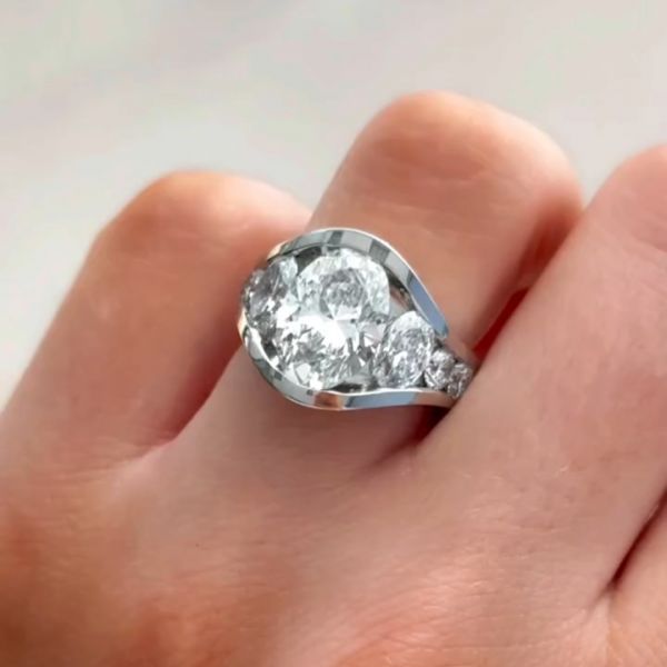 5ct oval cut Zircon sterling silver handmade ring