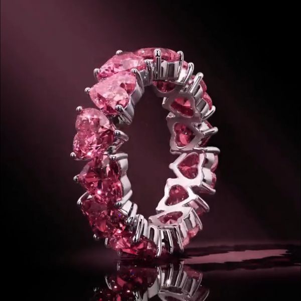 8ct heart-shaped pink Zircon noble and elegant handmade ring