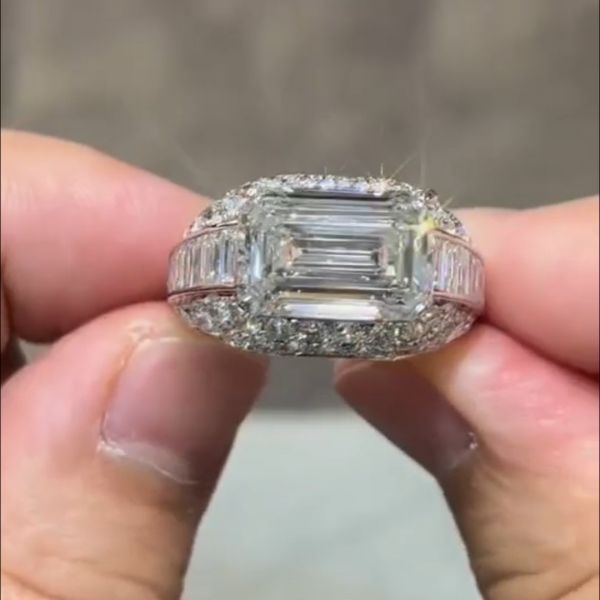 8ct Emerald Cut Zircon Handmade Sterling Silver Ring