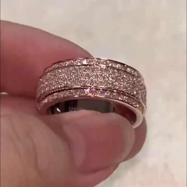 6ct Round Cut Zircon Handmade Sterling Silver Rose Gold Plated Wedding Ring