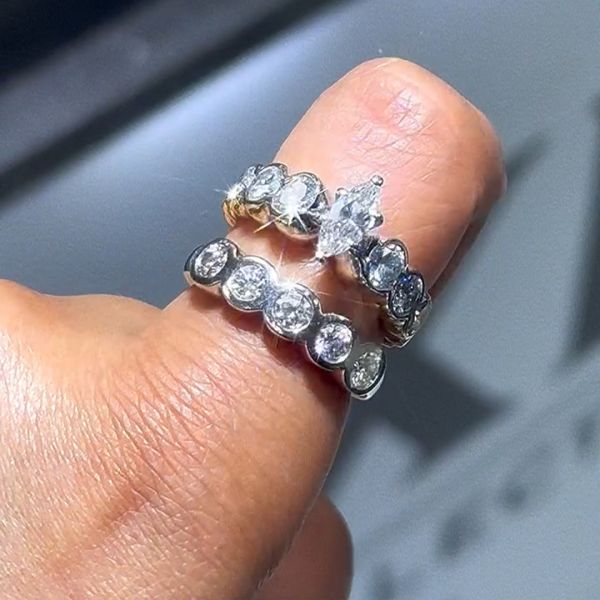 3ct Marquise cut Zircon sterling silver ring set