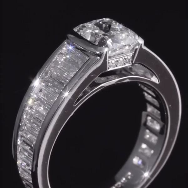 4ct Princess Cut Zircon Sterling Silver Ring