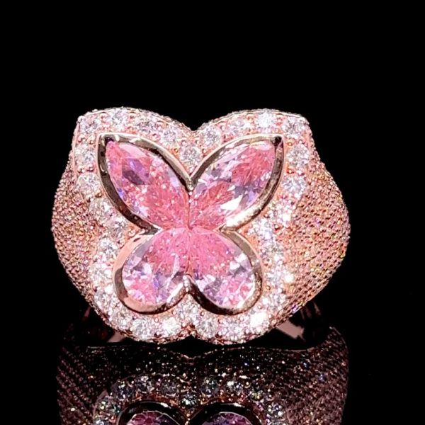 4ct Marquise-cut Pink Zircon Sterling Silver and Rose Gold Plated Ring