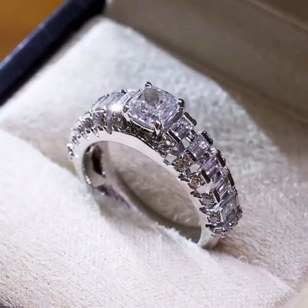 3ct Princess Cut Zirconia Sterling Silver Handmade Ring