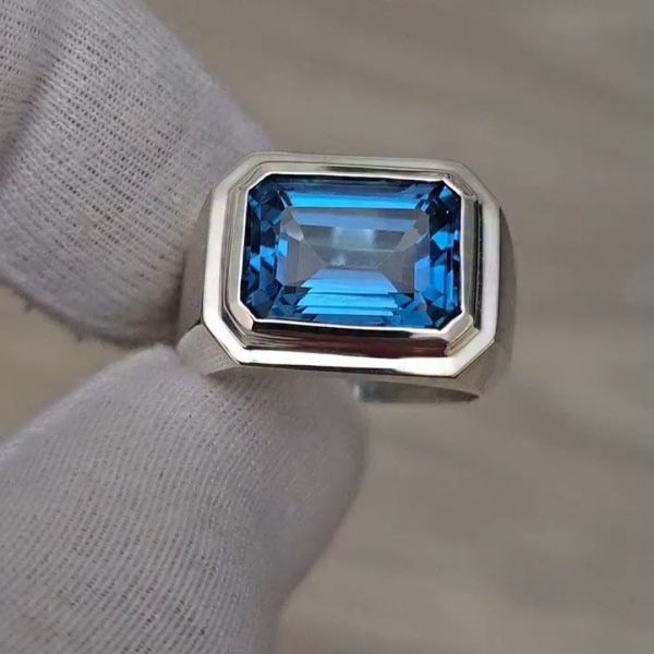 6ct emerald-cut sapphire handmade sterling silver ring
