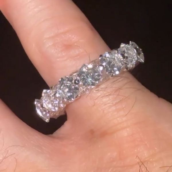 3ct square-cut Zircon sterling silver handmade ring