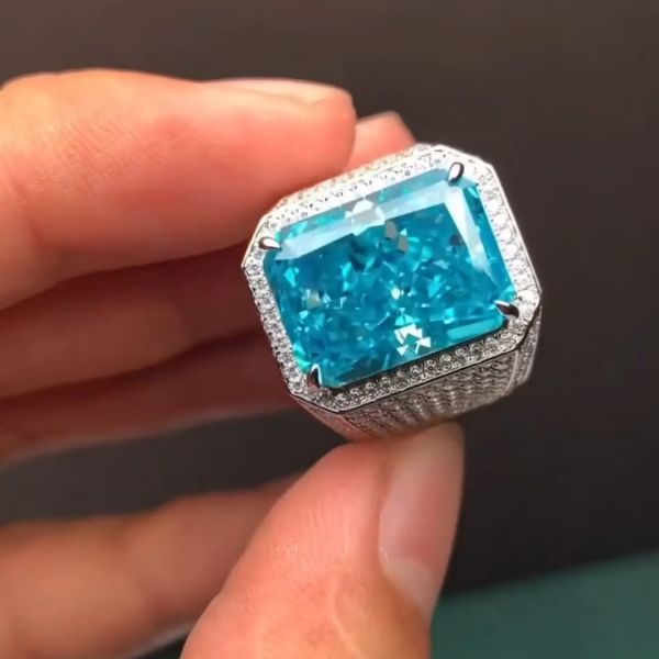 10ct Princess Cut Aquamarine Sterling Silver Handmade Ring